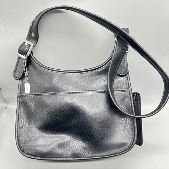 Coach Black Leather Shoulder Bag – Vintage Style, Clean with Multiple Pockets - Picture 7 of 9